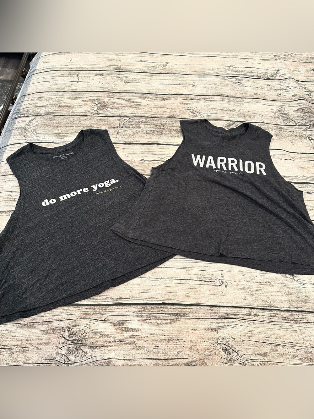 Spiritual Gangster Dark Gray 'Warrior' & 'Do More Yoga' Graphic Tank Tops Size M
